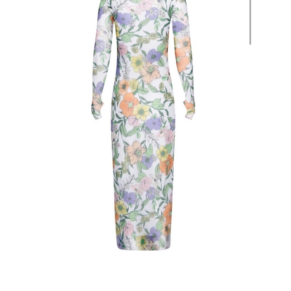 AFRM Kellen Cutout Long Sleeve Mesh Midi Dress - Picture 5 of 9